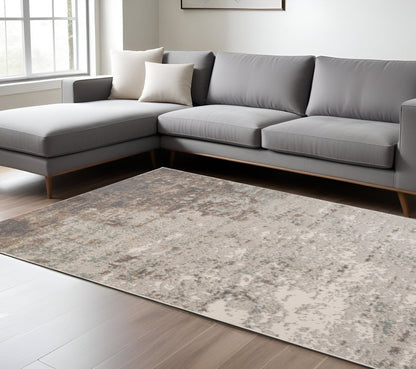 10' X 14' Gray And Ivory Abstract Area Rug