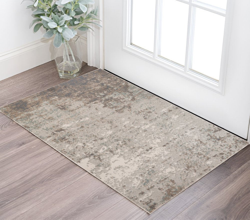 10' X 14' Gray And Ivory Abstract Area Rug