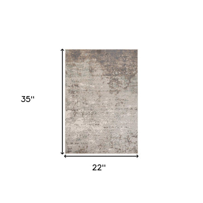 2' X 3' Gray And Ivory Abstract Area Rug