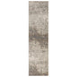 10' Gray and Dark Gray Abstract Power Loom Runner Rug