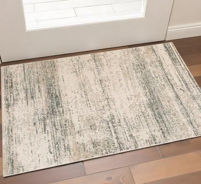 10' X 14' Ivory And Gray Abstract Area Rug
