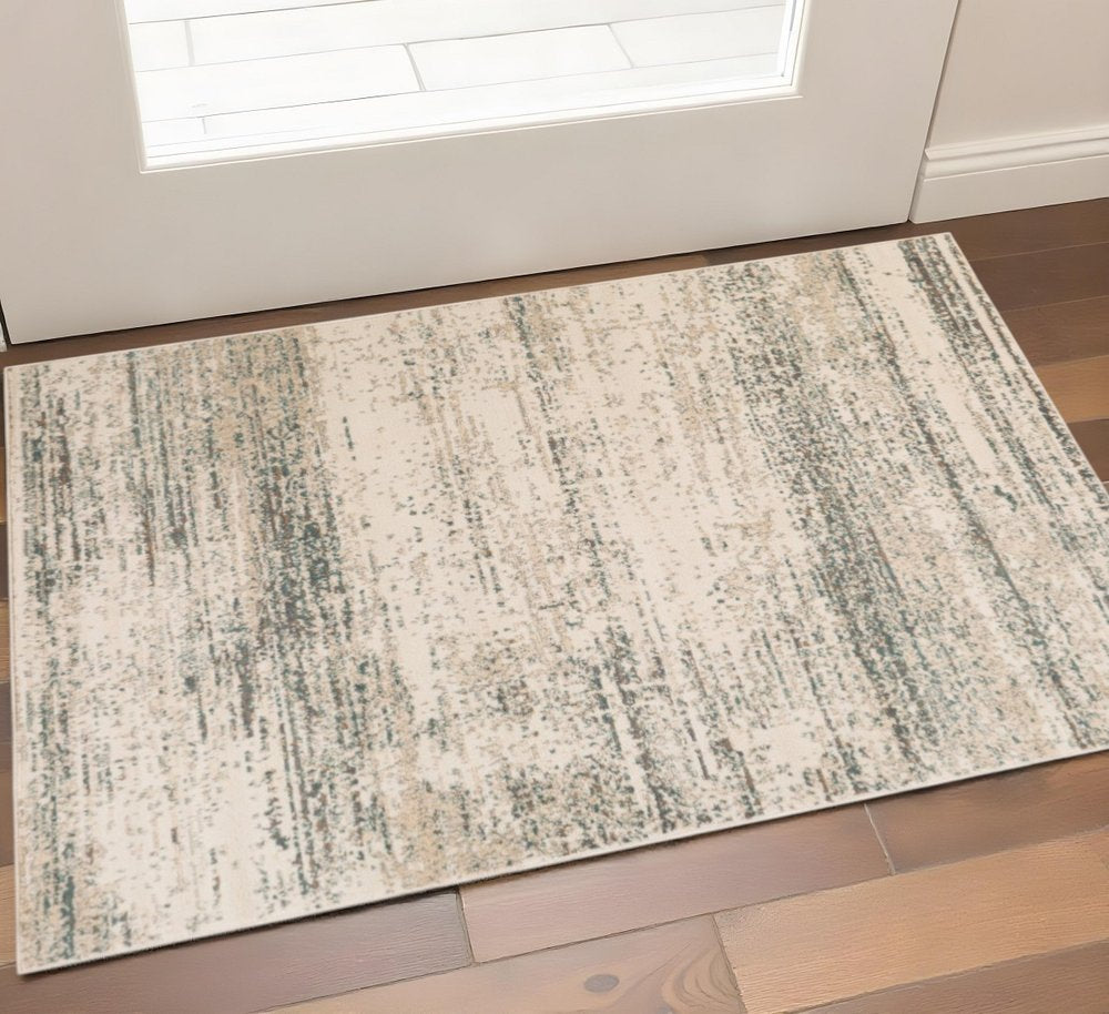 10' X 14' Ivory And Gray Abstract Area Rug