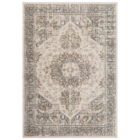 8' X 10' Gray And Beige Medallion Area Rug