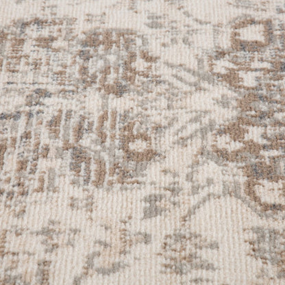 10' Gray And Beige Medallion Runner Rug