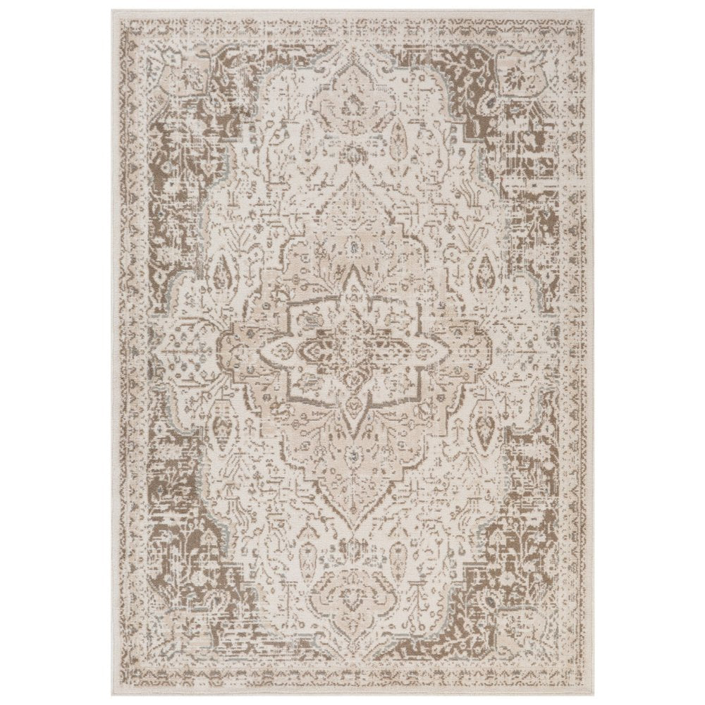 10' X 14' Cream And Brown Medallion Area Rug