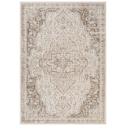 10' X 14' Cream And Brown Medallion Area Rug