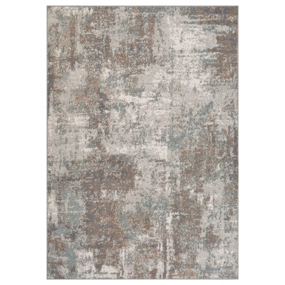 6' X 9' Ivory Brown And Green Abstract Area Rug