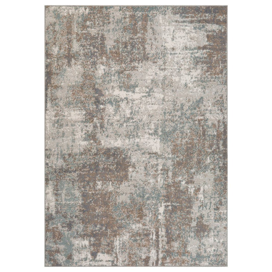 8' Ivory Brown And Green Abstract Round Rug