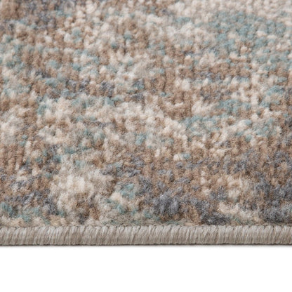 6' X 9' Ivory Brown And Green Abstract Area Rug