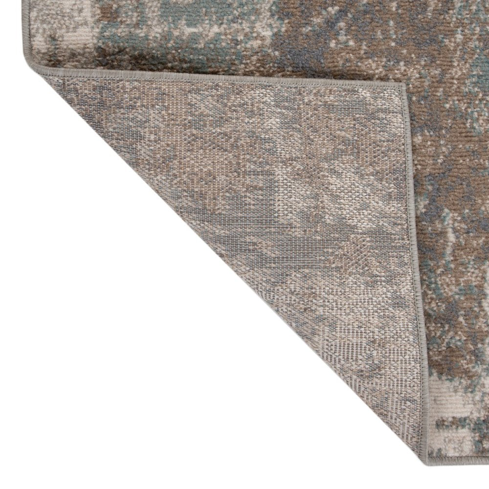 6' X 9' Ivory Brown And Green Abstract Area Rug