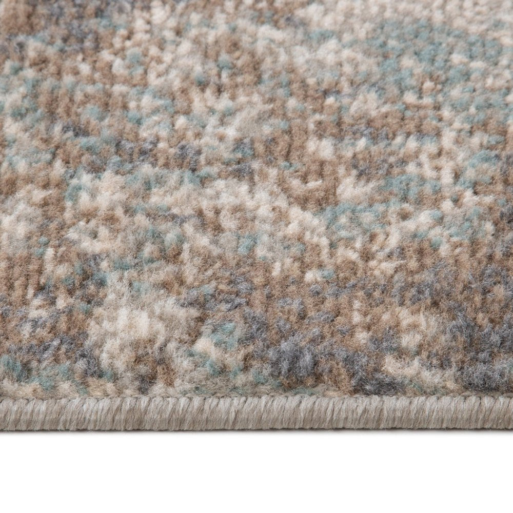 6' X 9' Ivory Brown And Green Abstract Area Rug