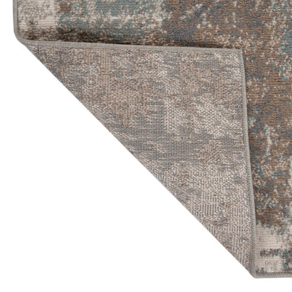 6' X 9' Ivory Brown And Green Abstract Area Rug