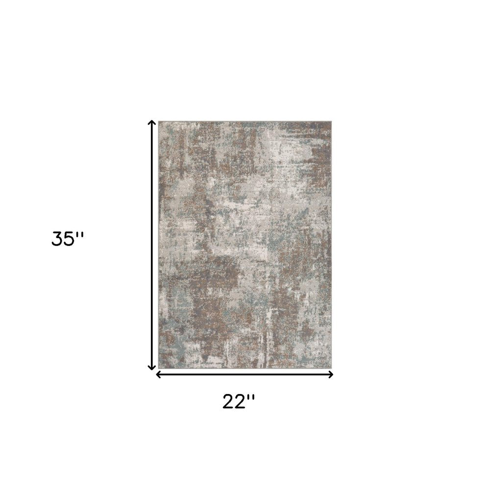 6' X 9' Ivory Brown And Green Abstract Area Rug