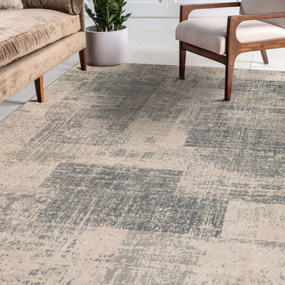 5' X 8' Gray And Sand Abstract Area Rug
