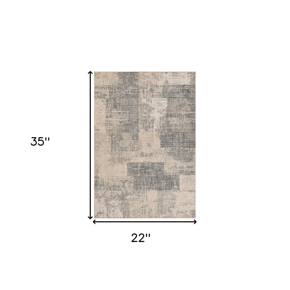 10' X 14' Gray And Sand Abstract Area Rug