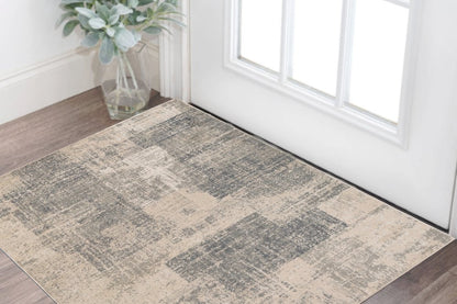 10' X 14' Gray And Sand Abstract Area Rug