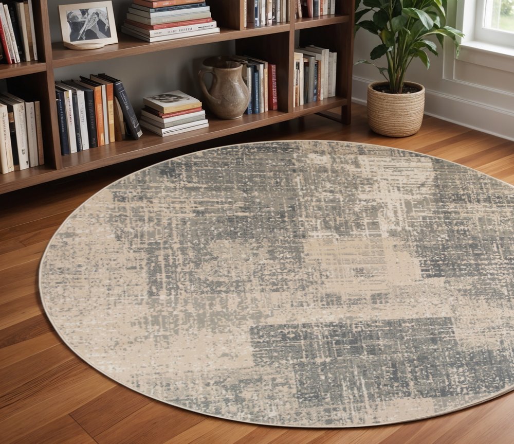 10' X 14' Gray And Sand Abstract Area Rug