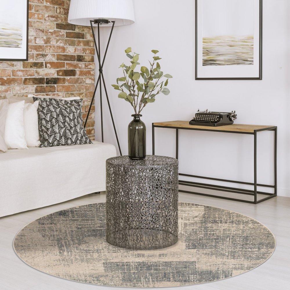 10' X 14' Gray And Sand Abstract Area Rug