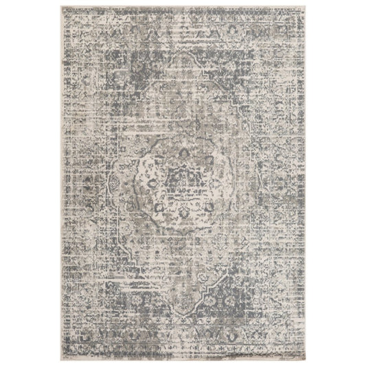 8' X 10' Gray And Ivory Medallion Area Rug