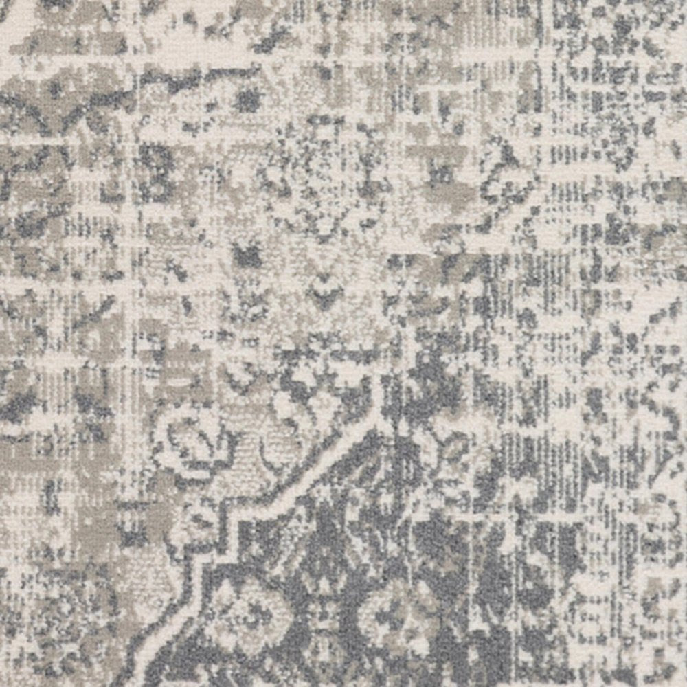 8' X 10' Gray And Ivory Medallion Area Rug