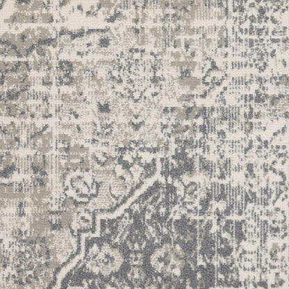 8' X 10' Gray And Ivory Medallion Area Rug