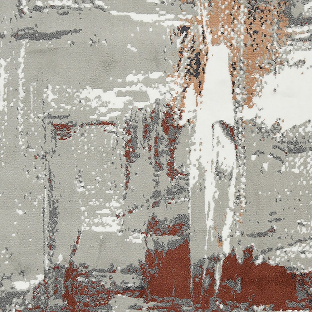 2' X 3' Ivory Gray and Rust Abstract Power Loom Area Rug