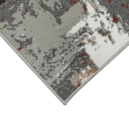 2' X 3' Ivory Gray and Rust Abstract Power Loom Area Rug