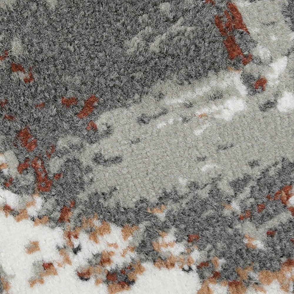 2' X 3' Ivory Gray and Rust Abstract Power Loom Area Rug