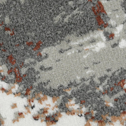 2' X 3' Ivory Gray and Rust Abstract Power Loom Area Rug