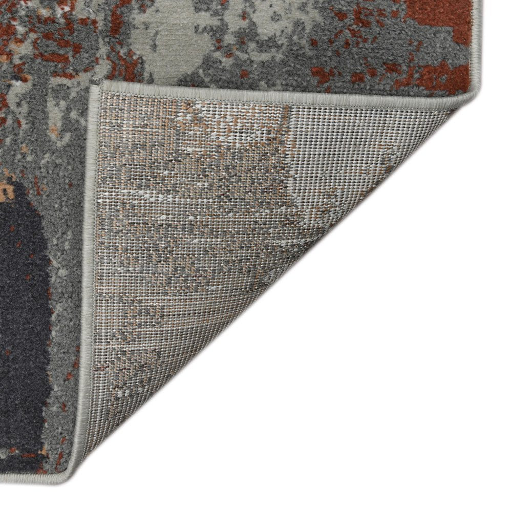 2' X 3' Ivory Gray and Rust Abstract Power Loom Area Rug