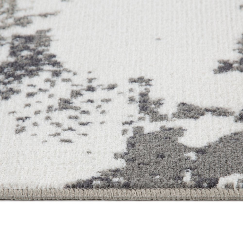 9' X 12' Ivory Black and Gray Abstract Power Loom Area Rug
