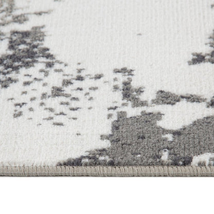 9' X 12' Ivory Black and Gray Abstract Power Loom Area Rug
