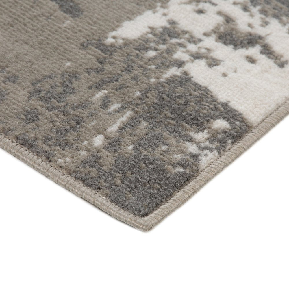 9' X 12' Ivory Black and Gray Abstract Power Loom Area Rug