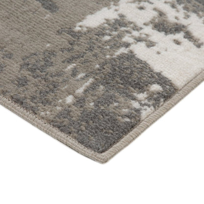 9' X 12' Ivory Black and Gray Abstract Power Loom Area Rug