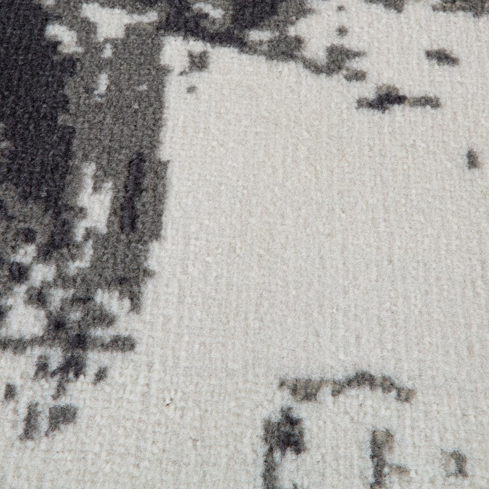 9' X 12' Ivory Black and Gray Abstract Power Loom Area Rug