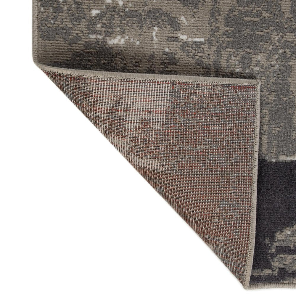 9' X 12' Ivory Black and Gray Abstract Power Loom Area Rug