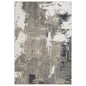 8' X 10' Ivory Black and Gray Abstract Power Loom Area Rug