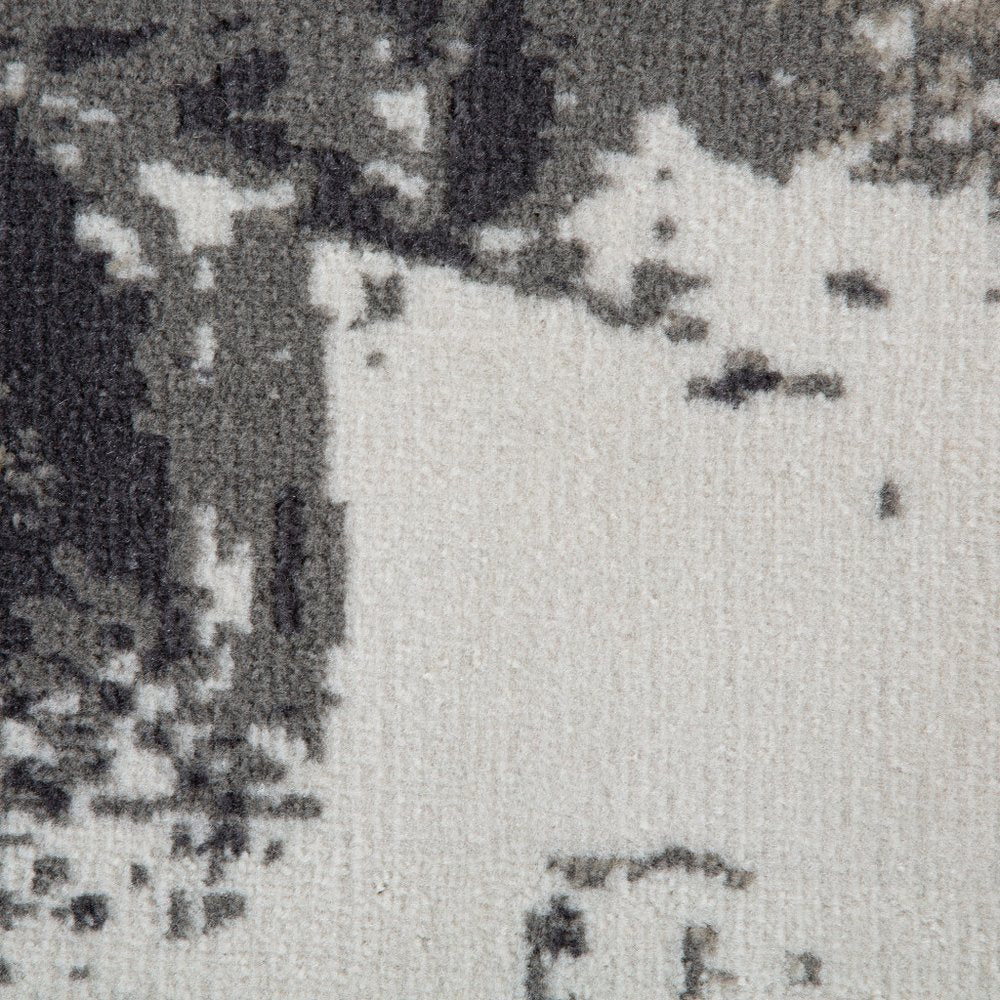 9' X 12' Ivory Black and Gray Abstract Power Loom Area Rug