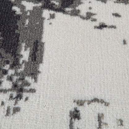 9' X 12' Ivory Black and Gray Abstract Power Loom Area Rug