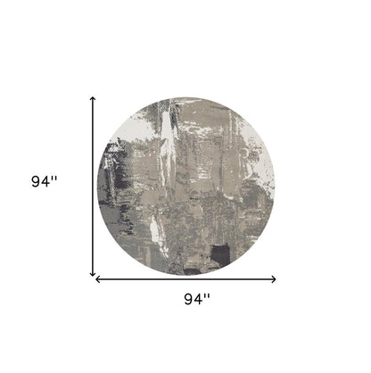 10' X 14' Ivory Black and Gray Abstract Power Loom Area Rug