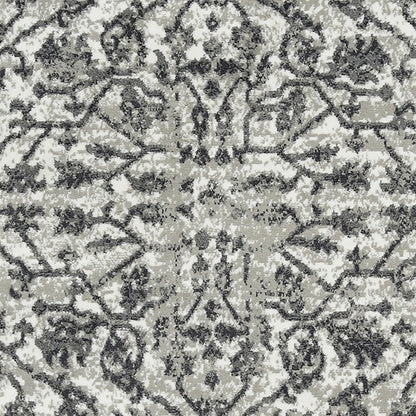 10' X 14' Ivory Light Gray And Dark Gray Floral Area Rug