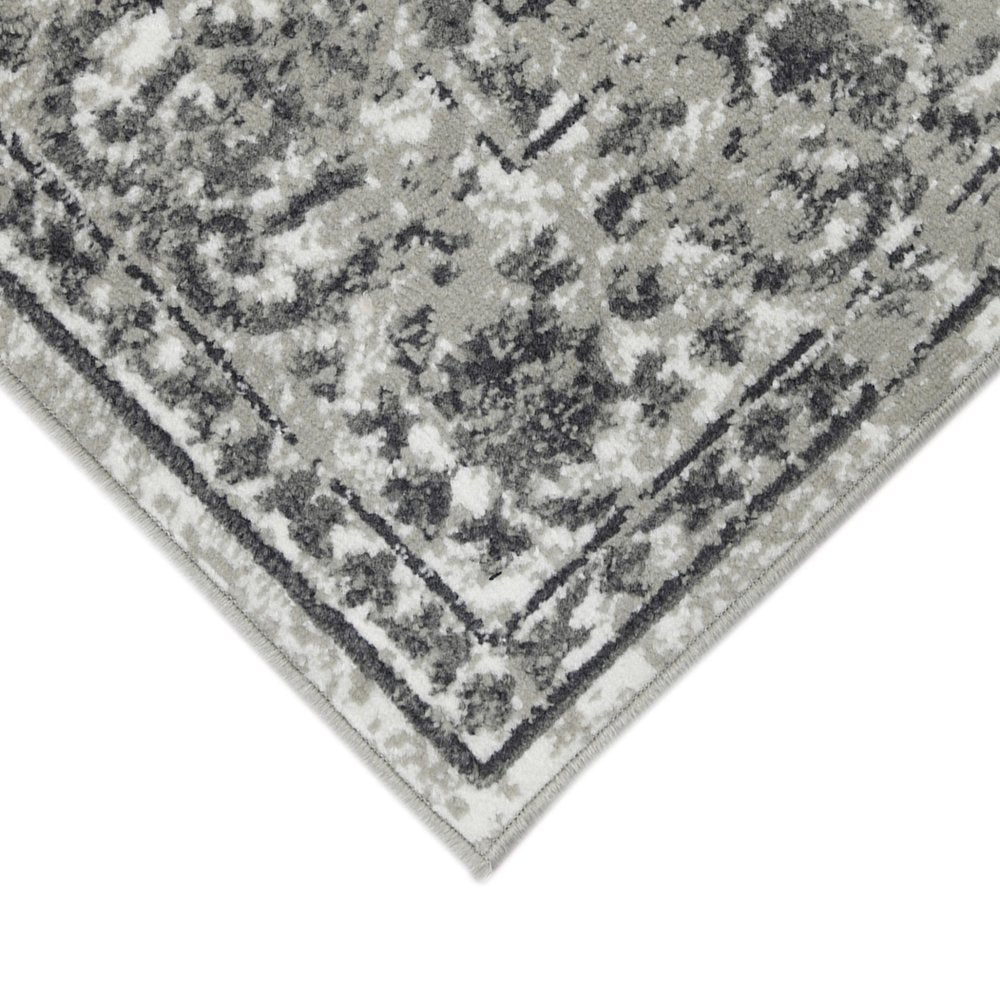 10' X 14' Ivory Light Gray And Dark Gray Floral Area Rug