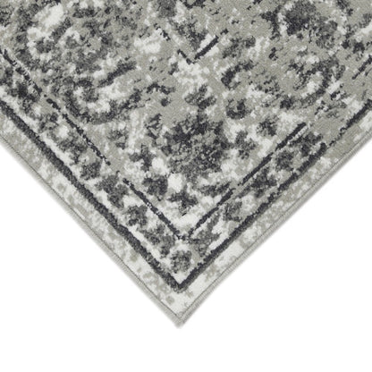 10' X 14' Ivory Light Gray And Dark Gray Floral Area Rug