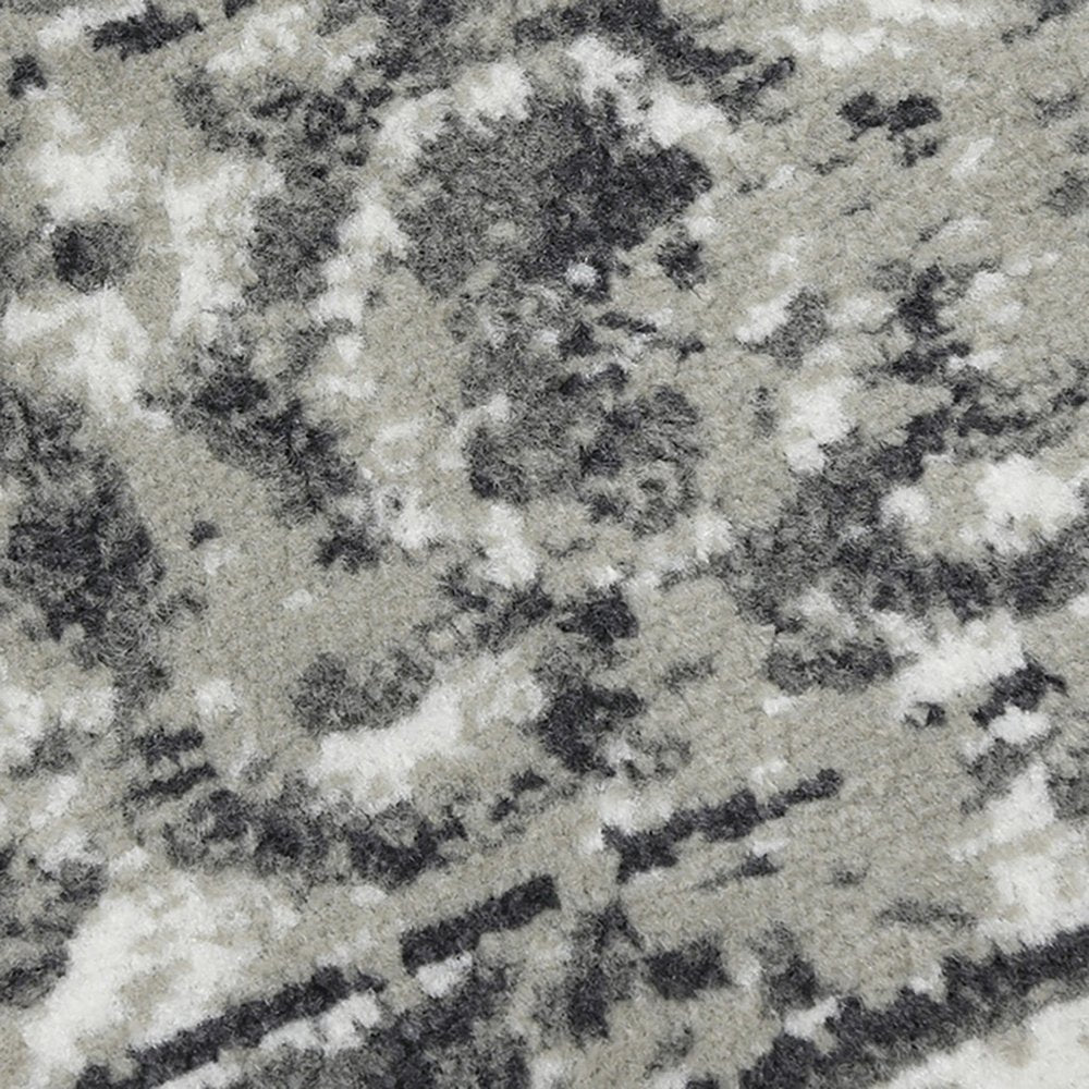 10' X 14' Ivory Light Gray And Dark Gray Floral Area Rug