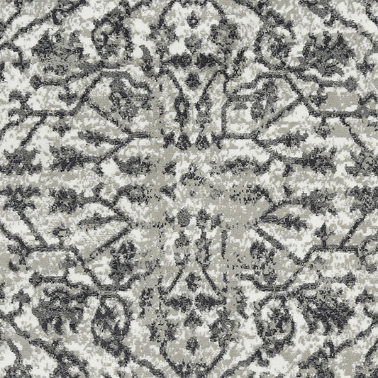 10' X 14' Ivory Gray And Dark Gray Floral Area Rug