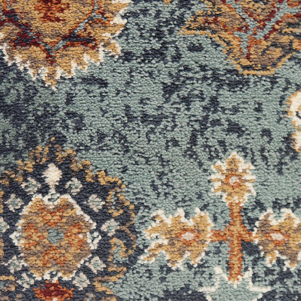 2' X 3' Teal Rust and Orange Oriental Power Loom Area Rug