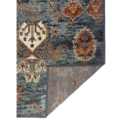 5' X 8' Ivory Rust And Teal Oriental Area Rug