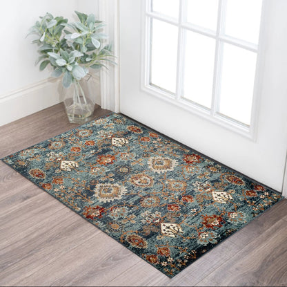 5' X 8' Ivory Rust And Teal Oriental Area Rug
