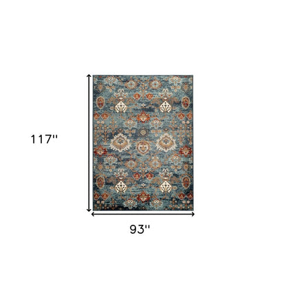 5' X 8' Ivory Rust And Teal Oriental Area Rug