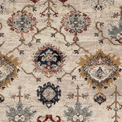 8' X 10' Beige Rust and Navy Oriental Power Loom Area Rug